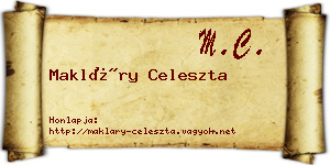 Makláry Celeszta névjegykártya